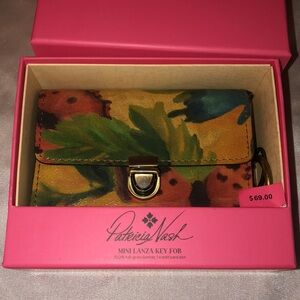 Patricia Nash Mini Lanza Leather Key Fob Wallet Watercolor Butterfly NIB + Card